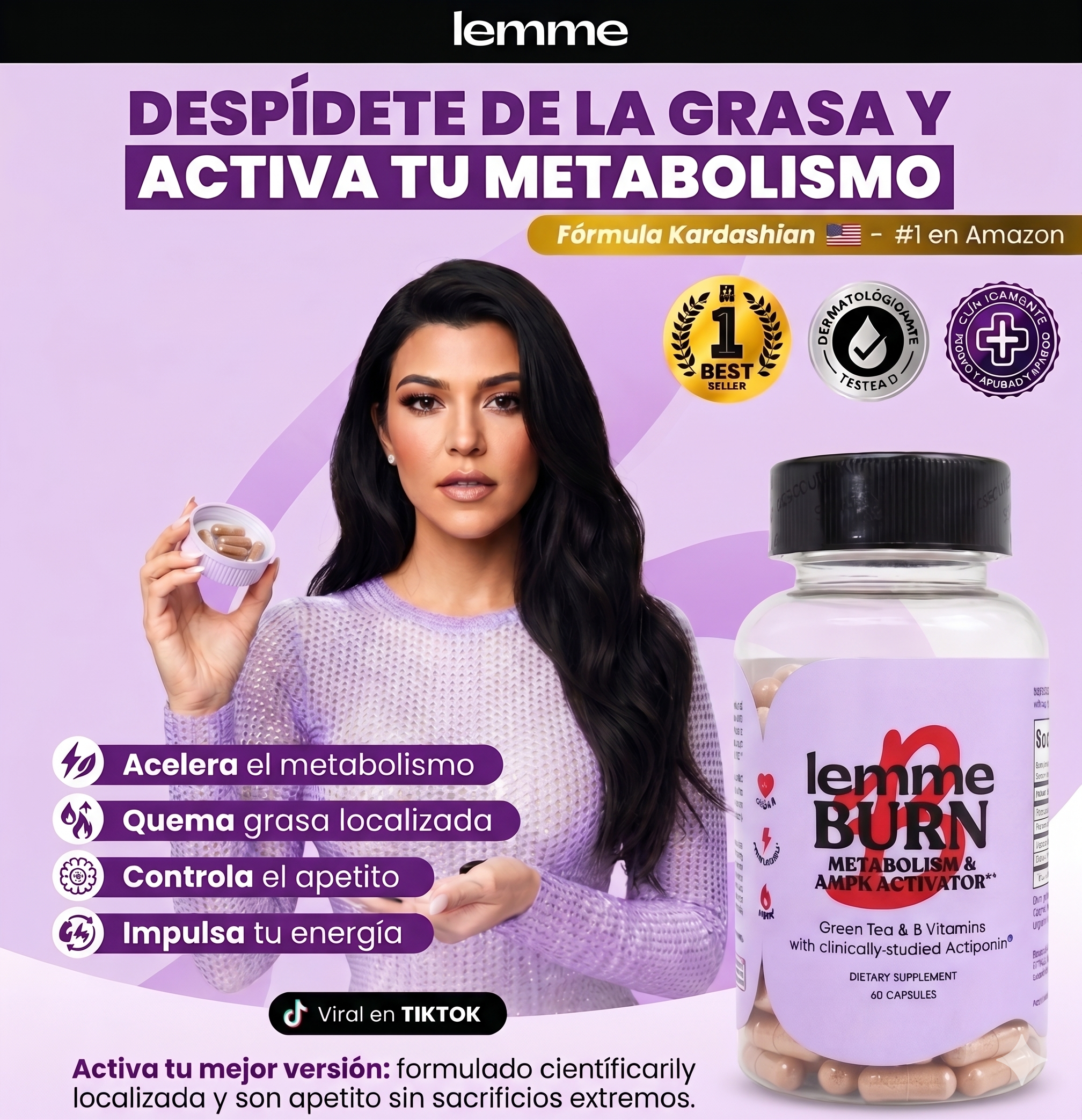 Lemme Burn: El Secreto Metabólico del Clan Kardashian – 60 Cápsulas (Tratamiento Mensual)