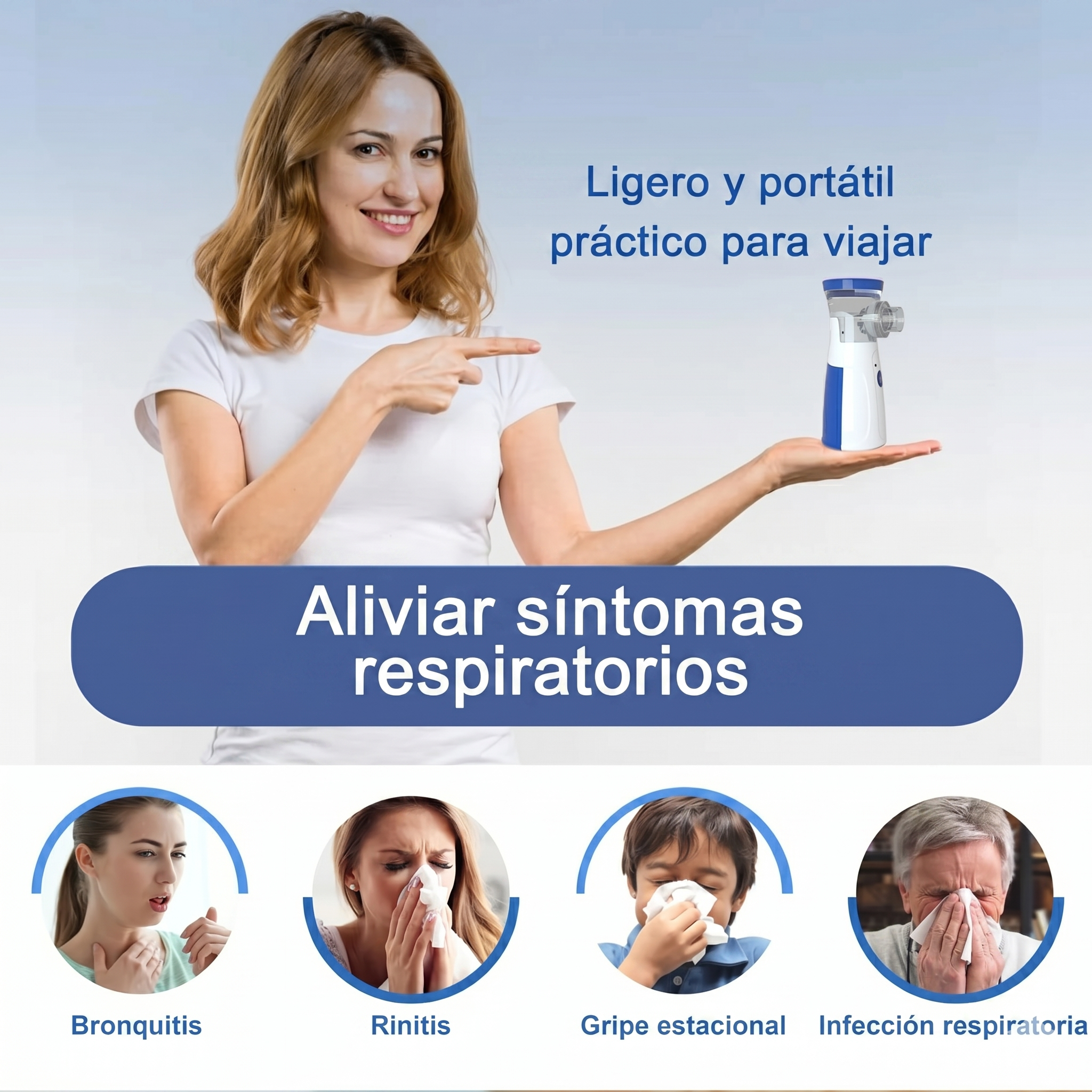 Nebulizador Portátil Mesh Recargable – Alivio Inmediato Sin Cables